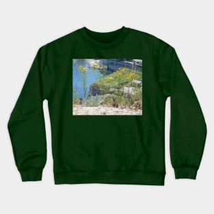 Sunlit Blooms: Corfu Coastal View Photo Crewneck Sweatshirt